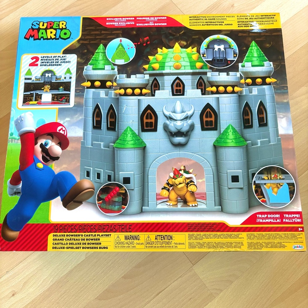 Deluxe Bowser’s Castle Playset Super Mario Brothers Nintendo & Jakks Pacific NEW